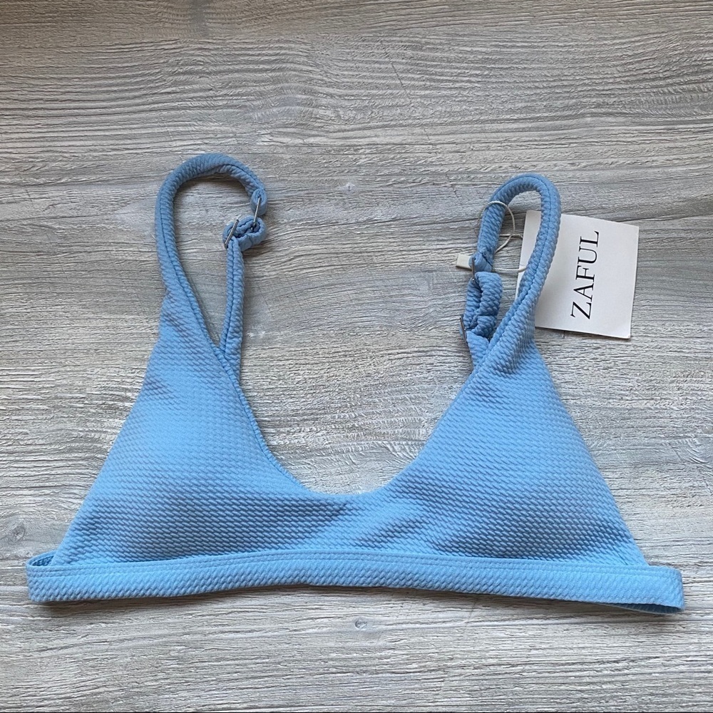 Zaful Swim Bikini Top Blue Sz Large Jr.